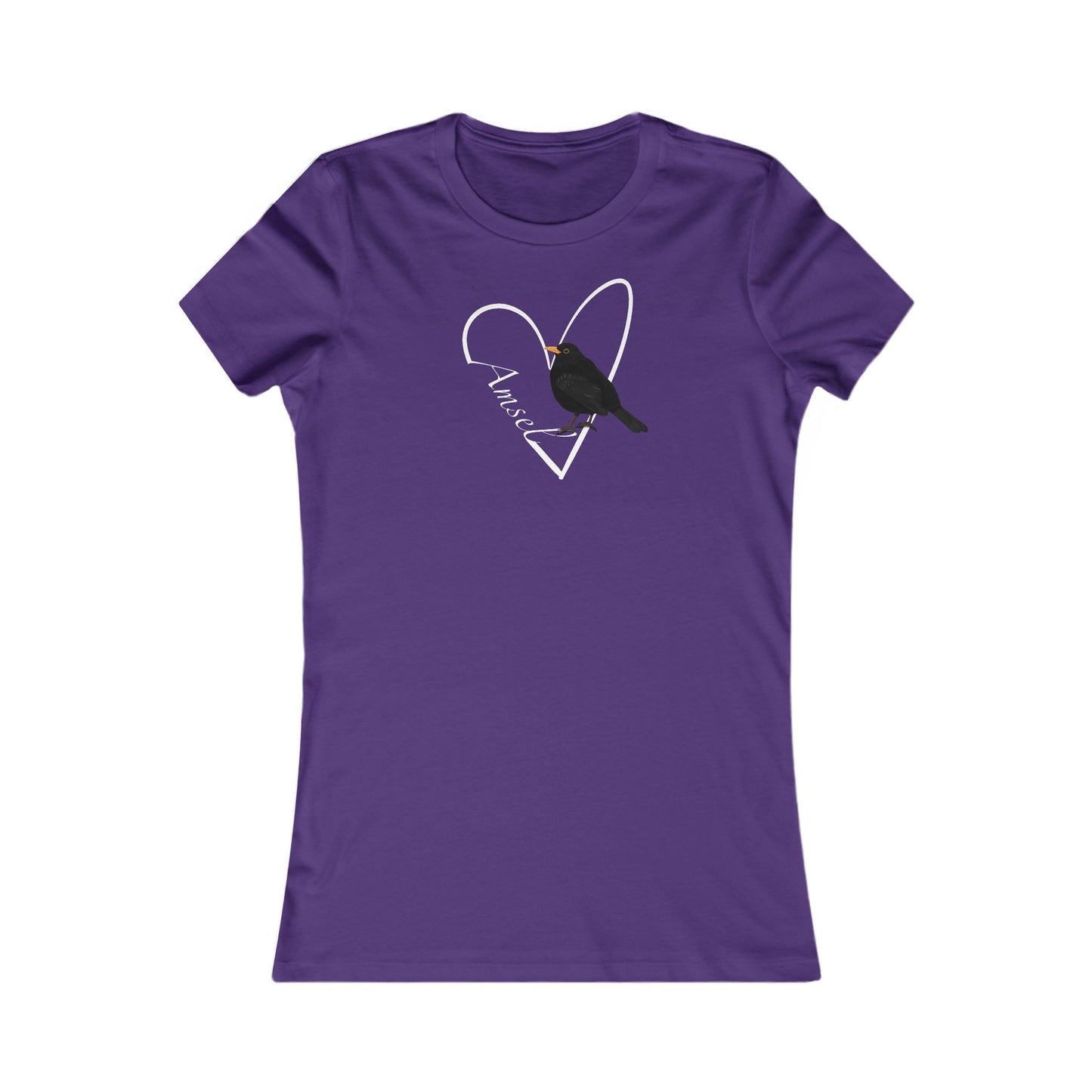 Amsel mit Herz Vogel Frauen T-Shirt für Vogelfreundinnen – Bird Graphic Tee,