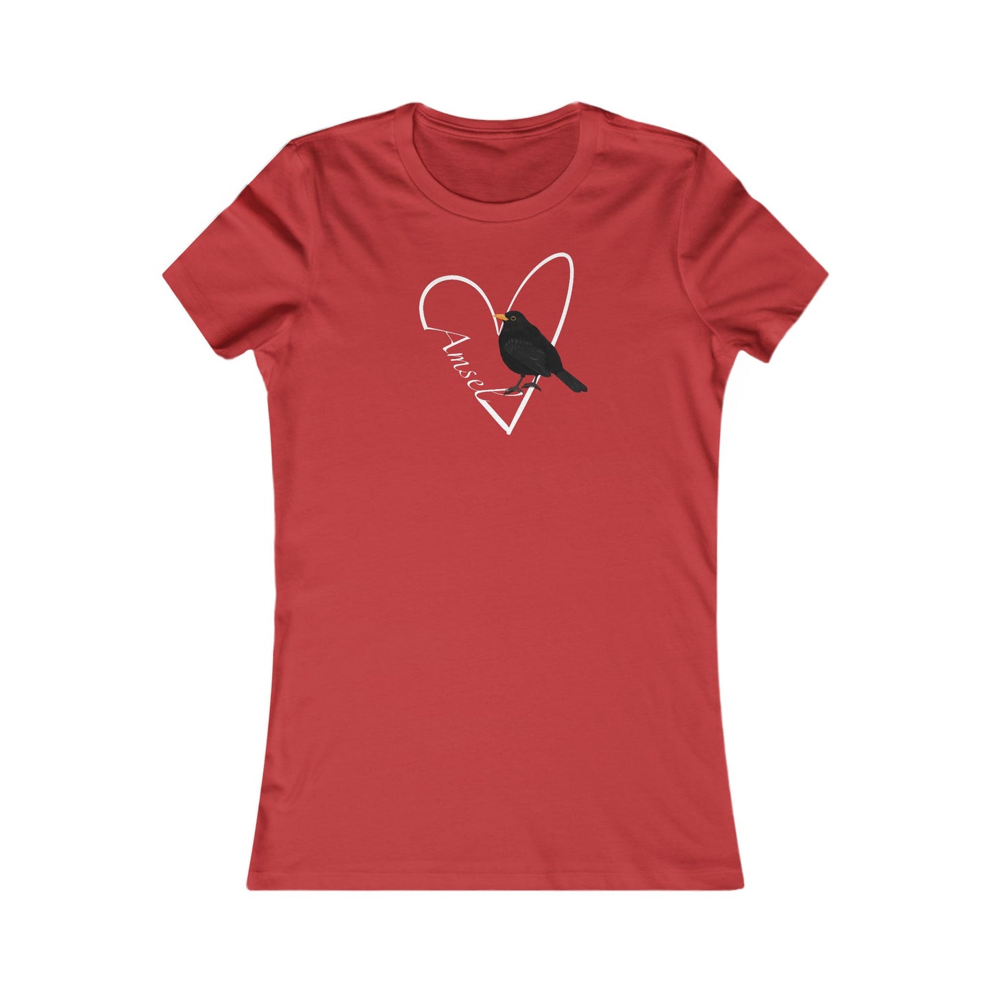 Amsel mit Herz Vogel Frauen T-Shirt für Vogelfreundinnen