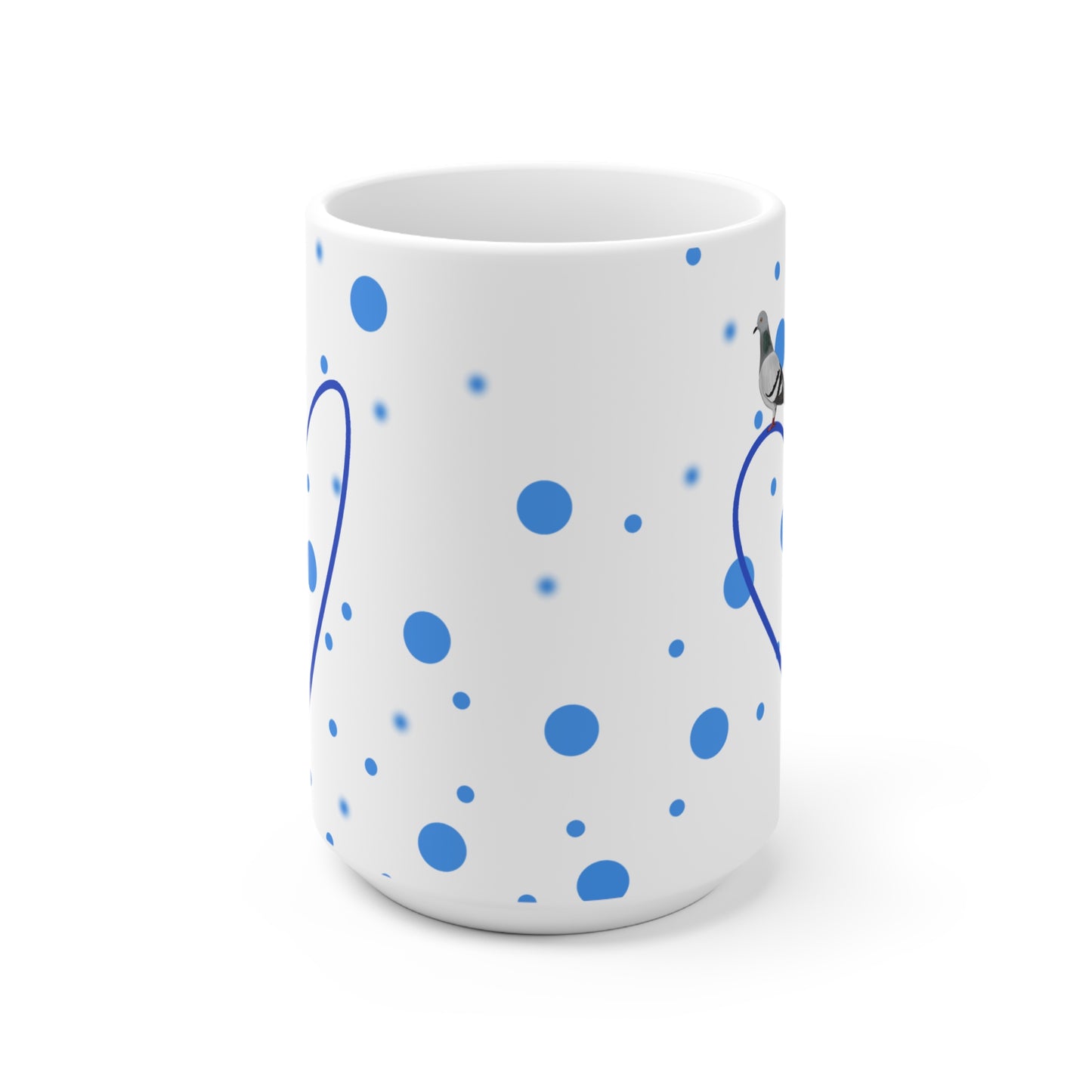 Taube mit Herz Valentinstag Vogel Tasse Punkte Blau