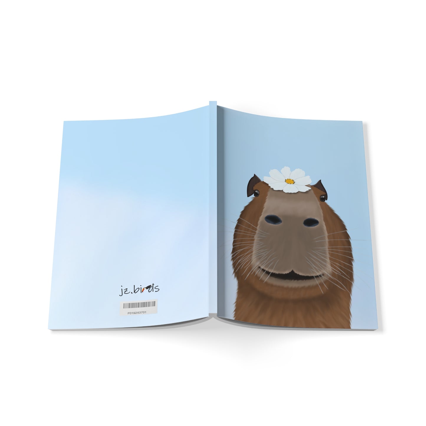 Capybara mit Blume A5 Softcover Notizbuch 150 Seiten Liniert