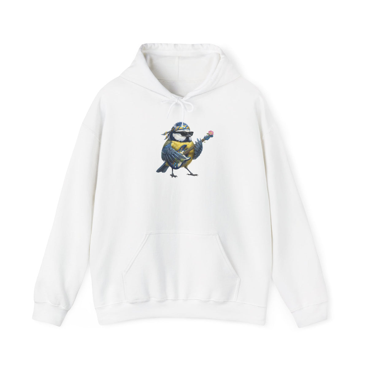 Blaumeise mit Bass-Gitarre Hoodie – Lustiger Kapuzenpullover für Bassisten & Vogelfreunde