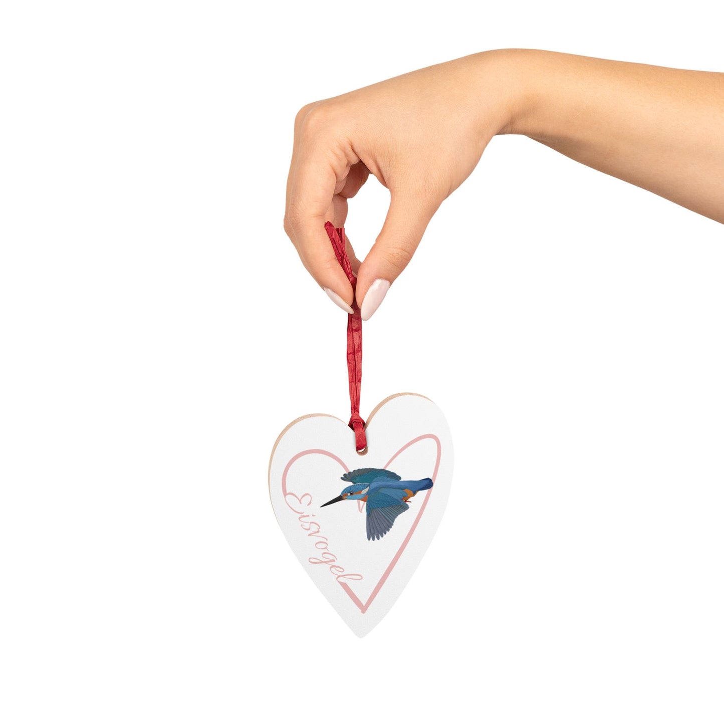 Eisvogel Ornament Herz aus Holz mit Vogelmotiv für Vogelfreunde