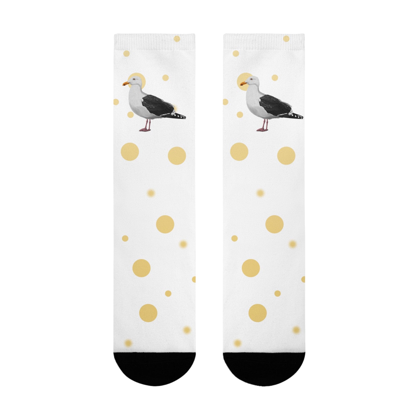Möwe Vogel Socken mit Goldenen Punkten für Vogelfreunde & Vogelbeobachter Weiß