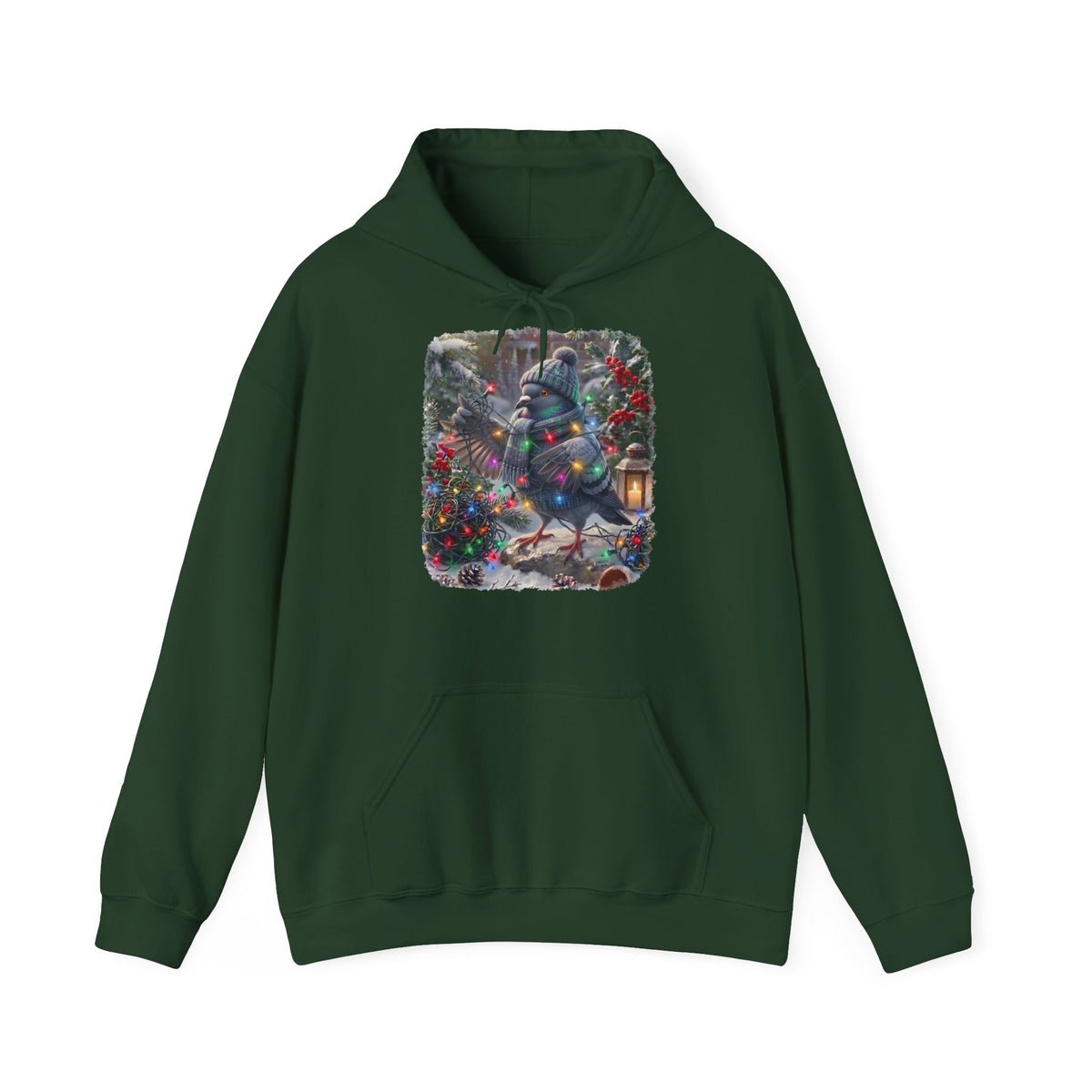 Premium Hoodie Taube und die Lichterkette im winterlichen Garten für Vogelbeobachter