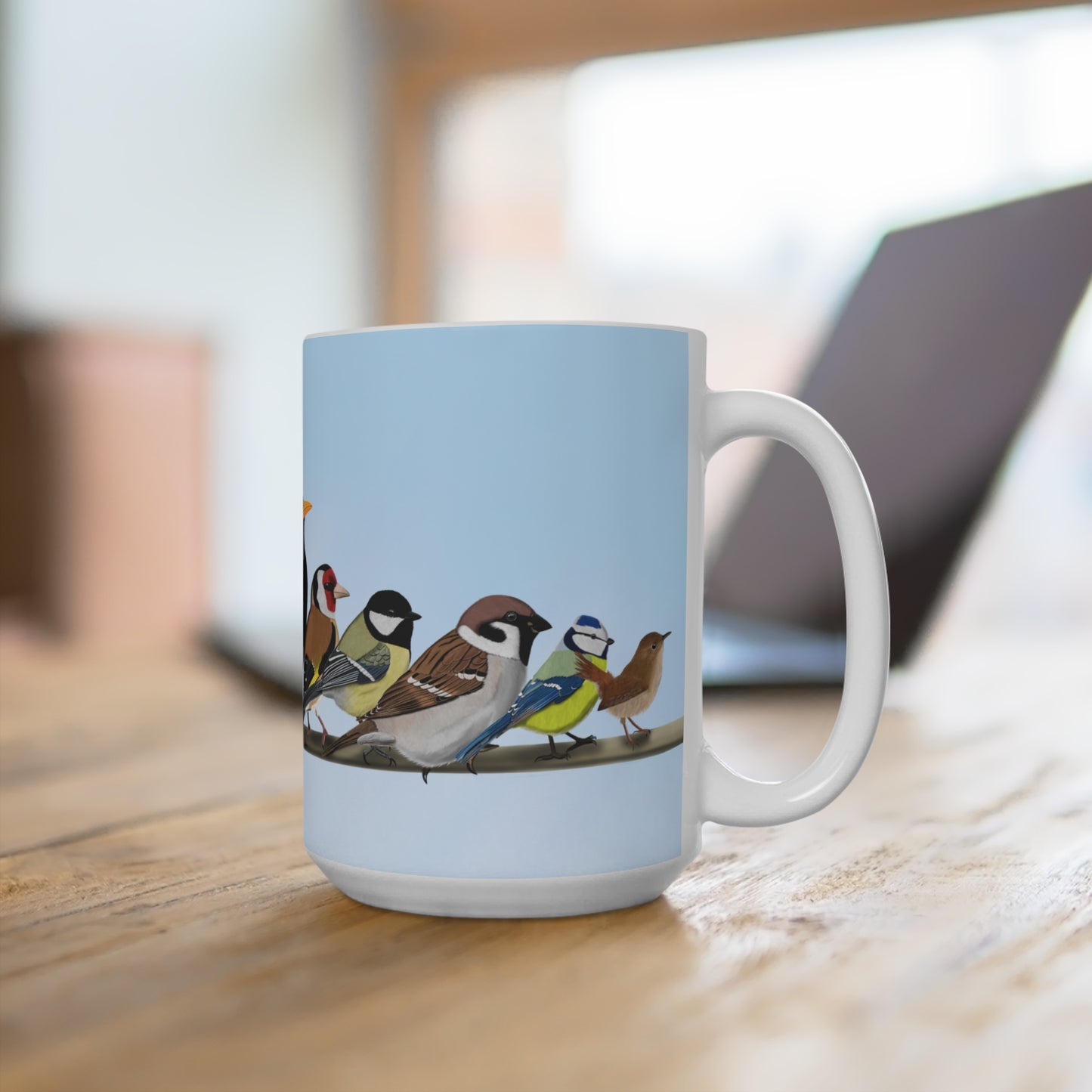 Gartenvögel Amsel Rotkehlchen Blaumeise Zaunkönig Vogel Tasse