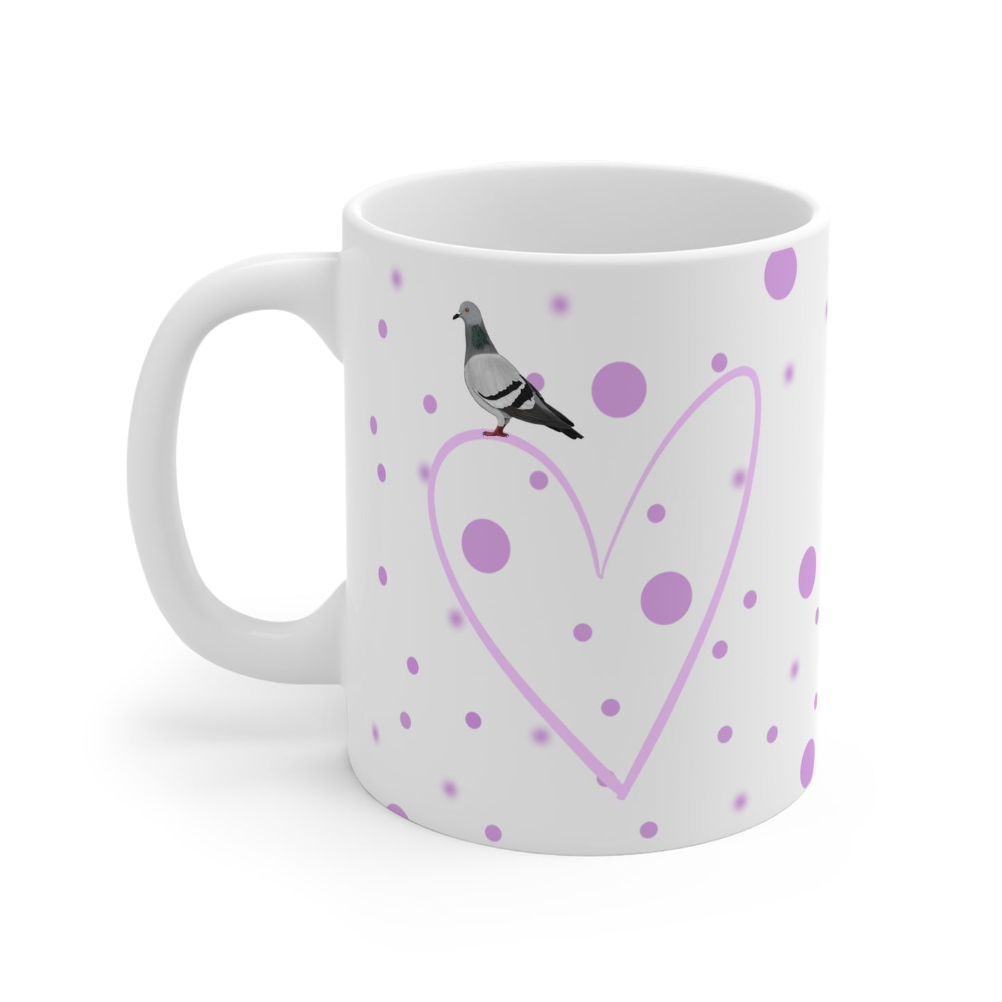 Taube mit Herz Valentinstag Vogel Tasse Punkte Rosa