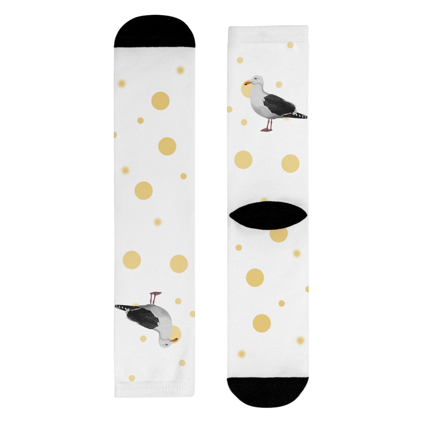 Möwe Vogel Socken mit Goldenen Punkten für Vogelfreunde & Vogelbeobachter Weiß