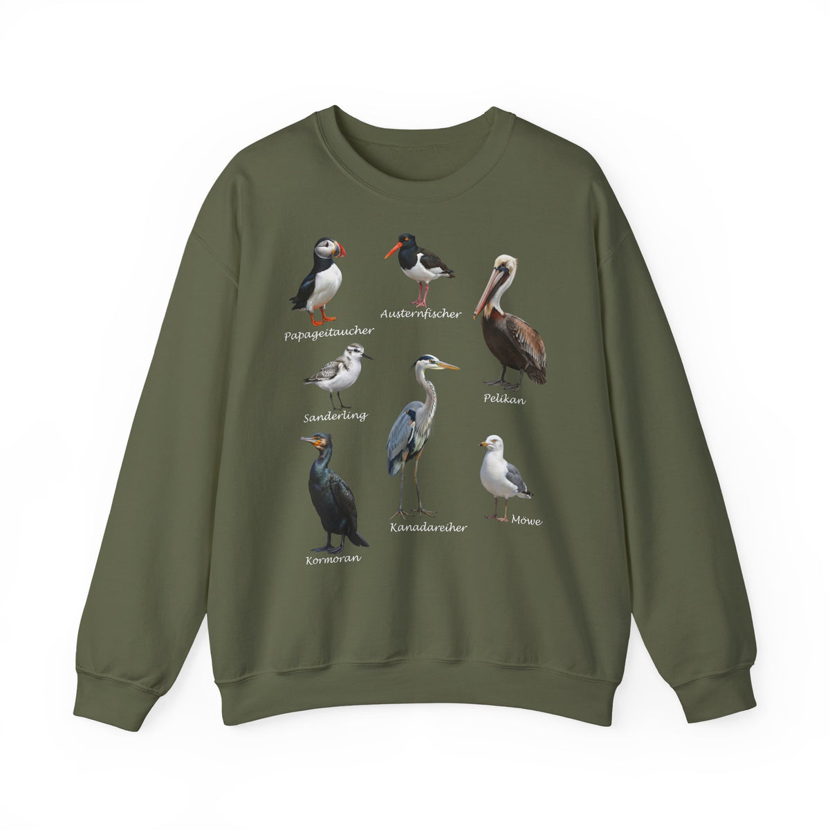 Papageitaucher und Möwe Sweatshirt Vogelmotiv – Animal Graphic Tee, Casual Everyday Wear