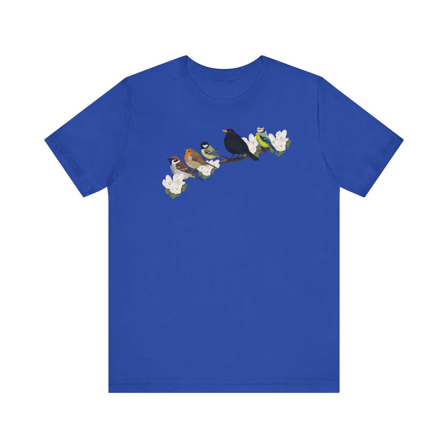 Amsel Rotkehlchen Spatz auf einem Ast Vogel T-Shirt für Vogelfreunde und Vogelbeobachter – bird graphic tee,