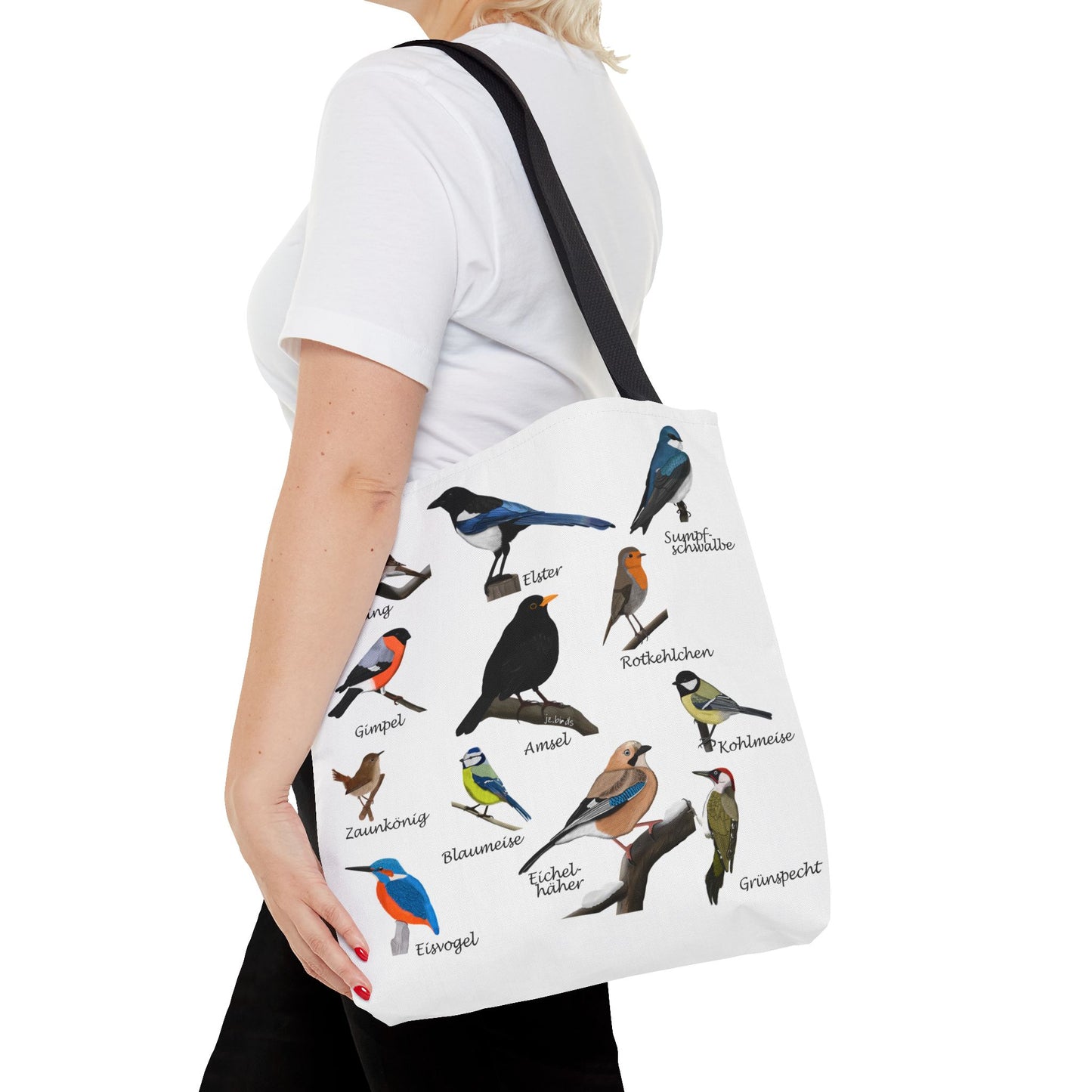 Gartenvögel Tragetasche 40x40cm Amsel Rotkehlchen Blaumeise Vogel Tasche