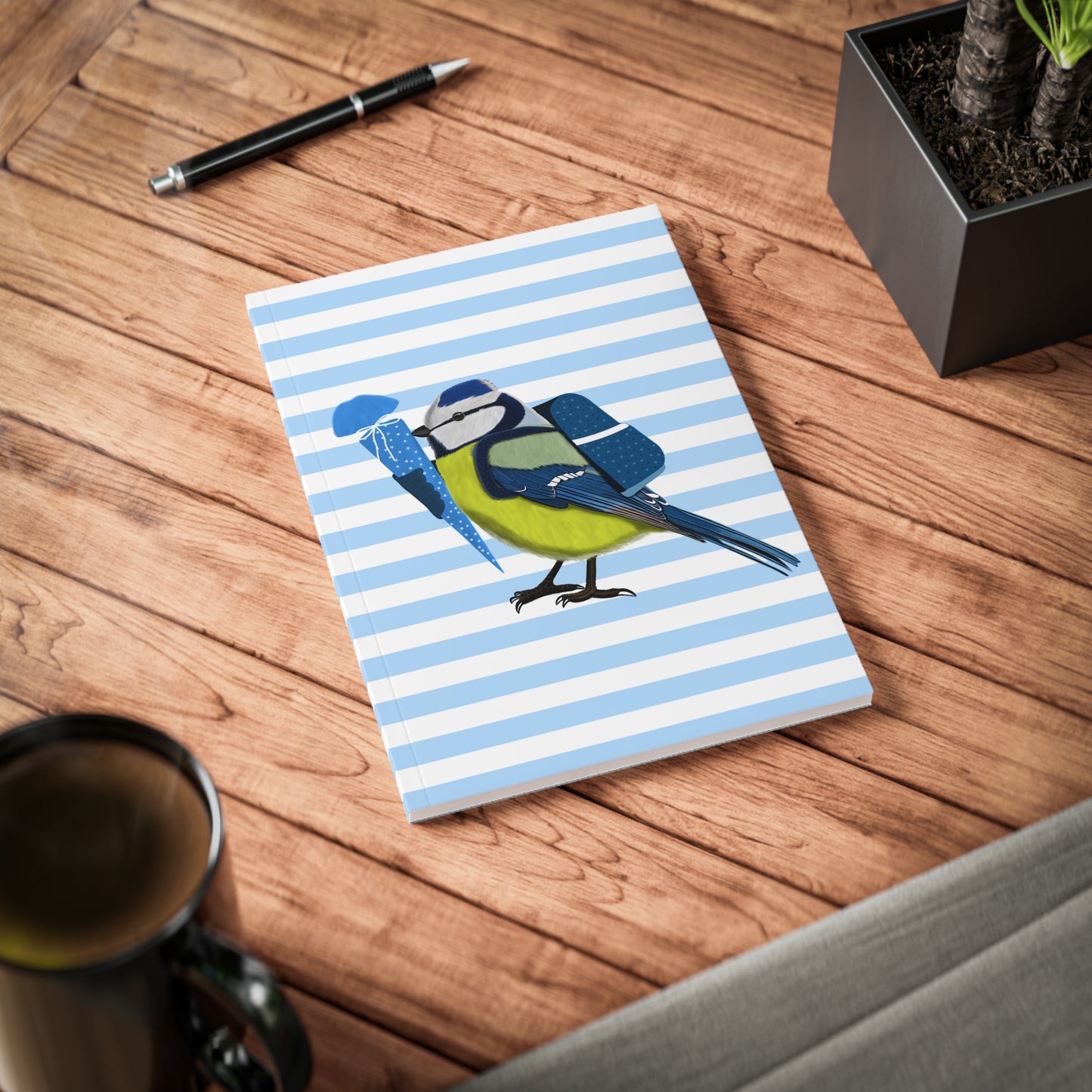 Blaumeise Notizbuch Geschenk zur Einschulung A5 Softcover 150 Seiten Liniert