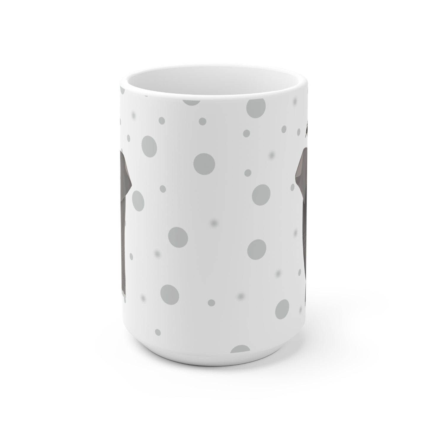 Ente auf einem Elefanten Vogel Tasse Punkte Grau
