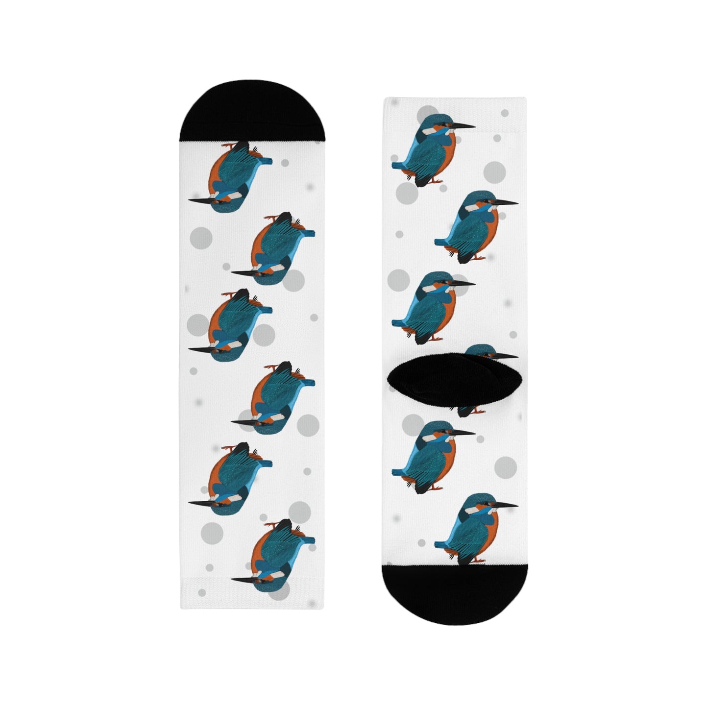 Eisvogel Socken Vogelsocken Weiß mit Grauen Punkten