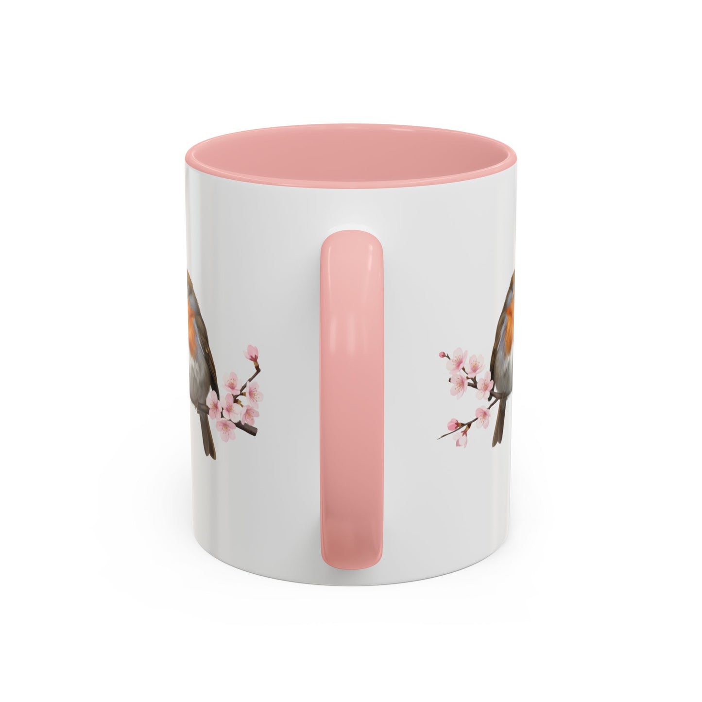Rotkehlchen Pärchen mit Kirschblüten Tasse - Romantisches Geschenk für Vogelfreunde