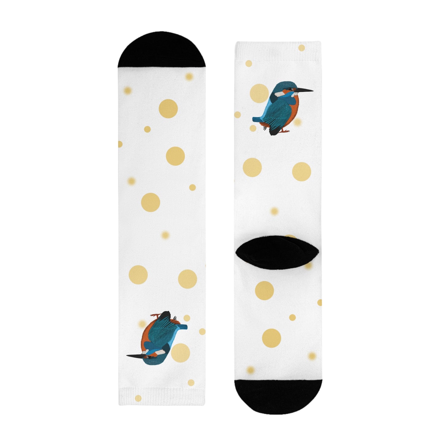 Eisvogel Vogel Socken mit Goldenen Punkten für Vogelfreunde & Vogelbeobachter Weiß