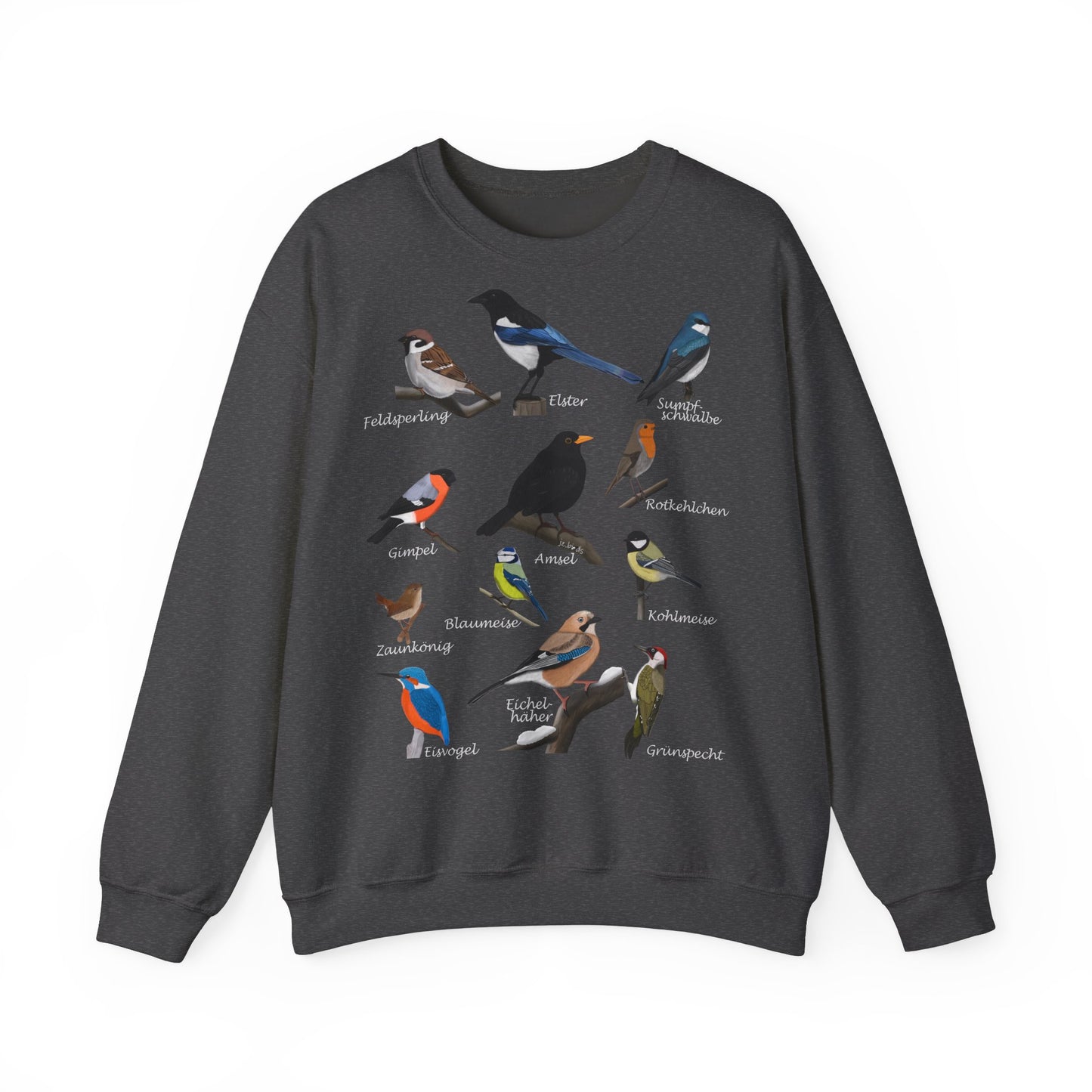 Rotkehlchen, Eisvogel und Amsel Sweatshirt Vogelmotiv mit Animal Graphic Tee Hintergrund