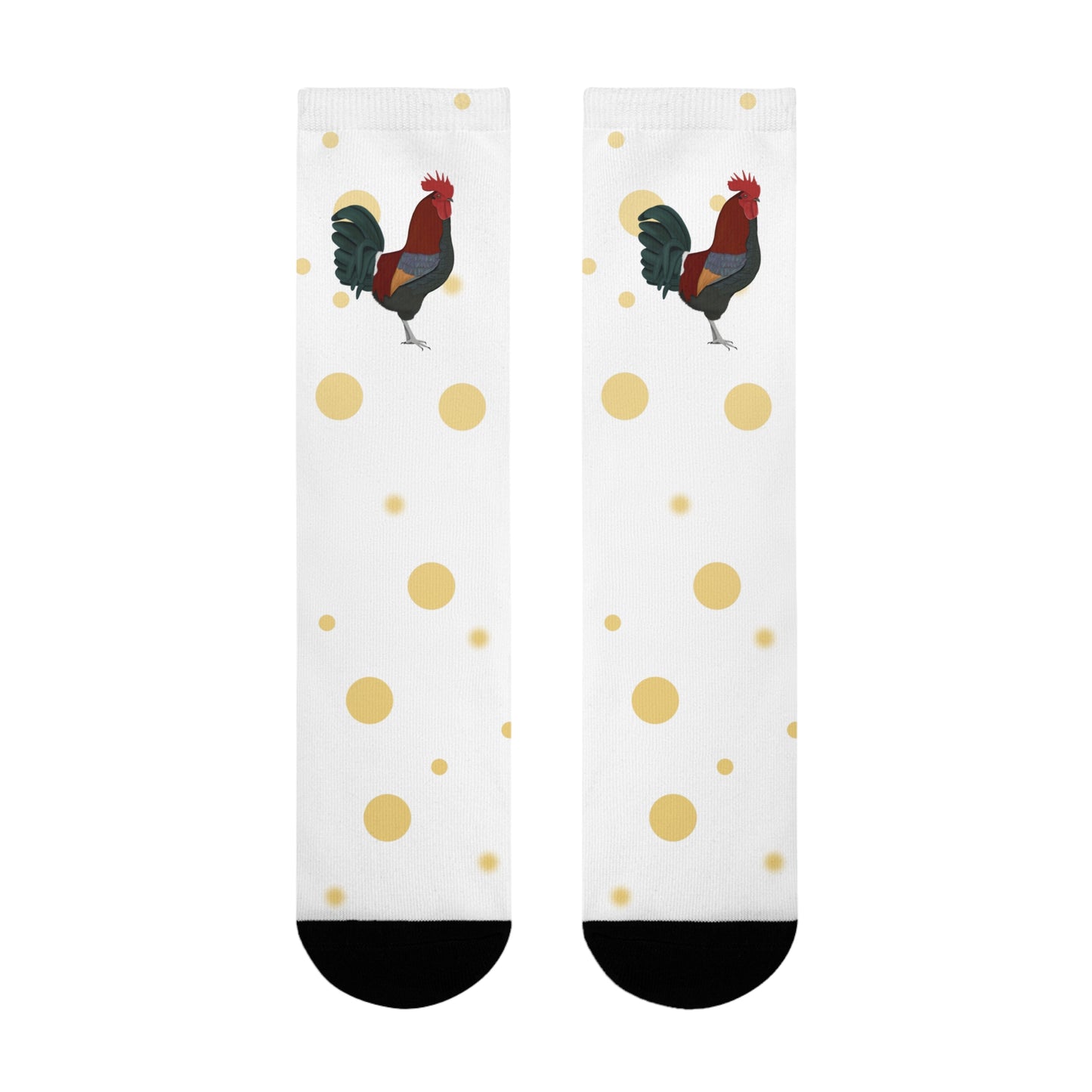 Hahn Vogel Socken mit Goldenen Punkten für Vogelfreunde & Vogelbeobachter Weiß