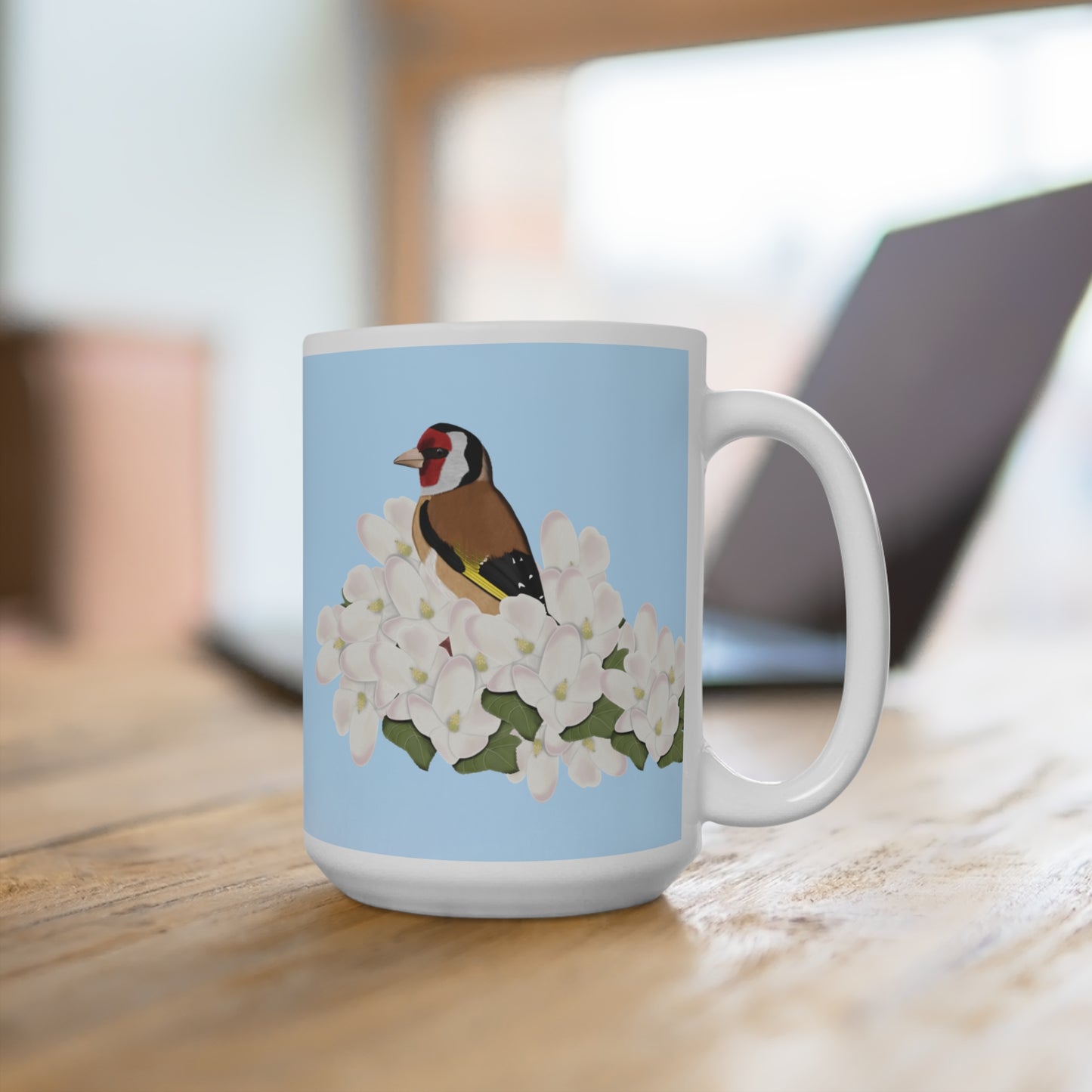 Stieglitz mit Apfelblüten im Frühling Vogel Tasse für Vogelfreunde