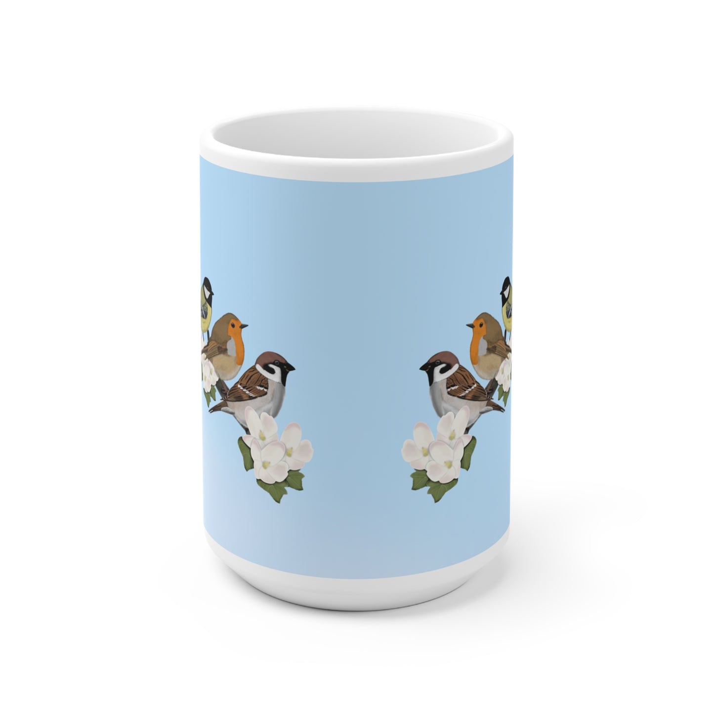 Rotkehlchen, Kohlmeise und Amsel Tasse – 11 oz, 11oz