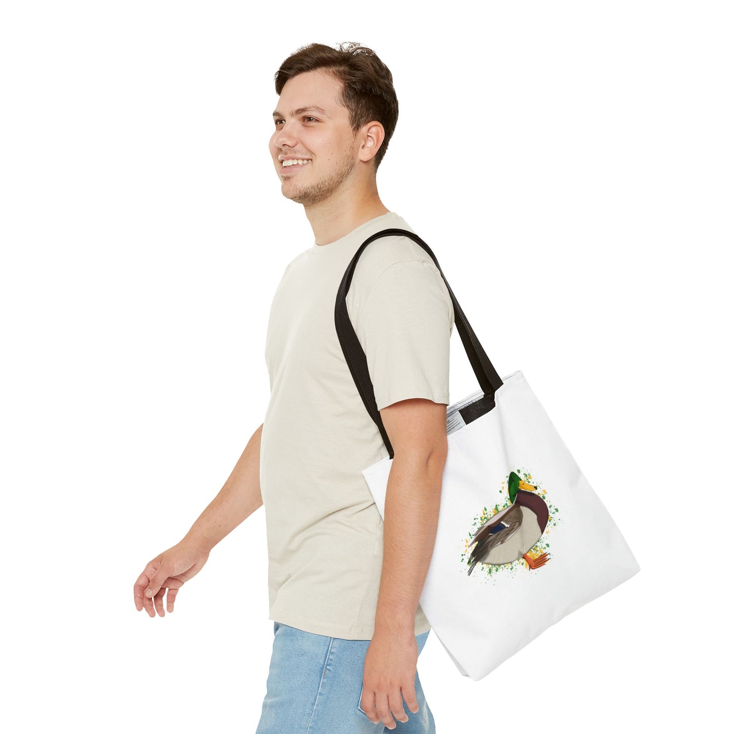 Stockente Tragetasche 40x40cm Vogel Tasche Weiß für Vogelbeobachter