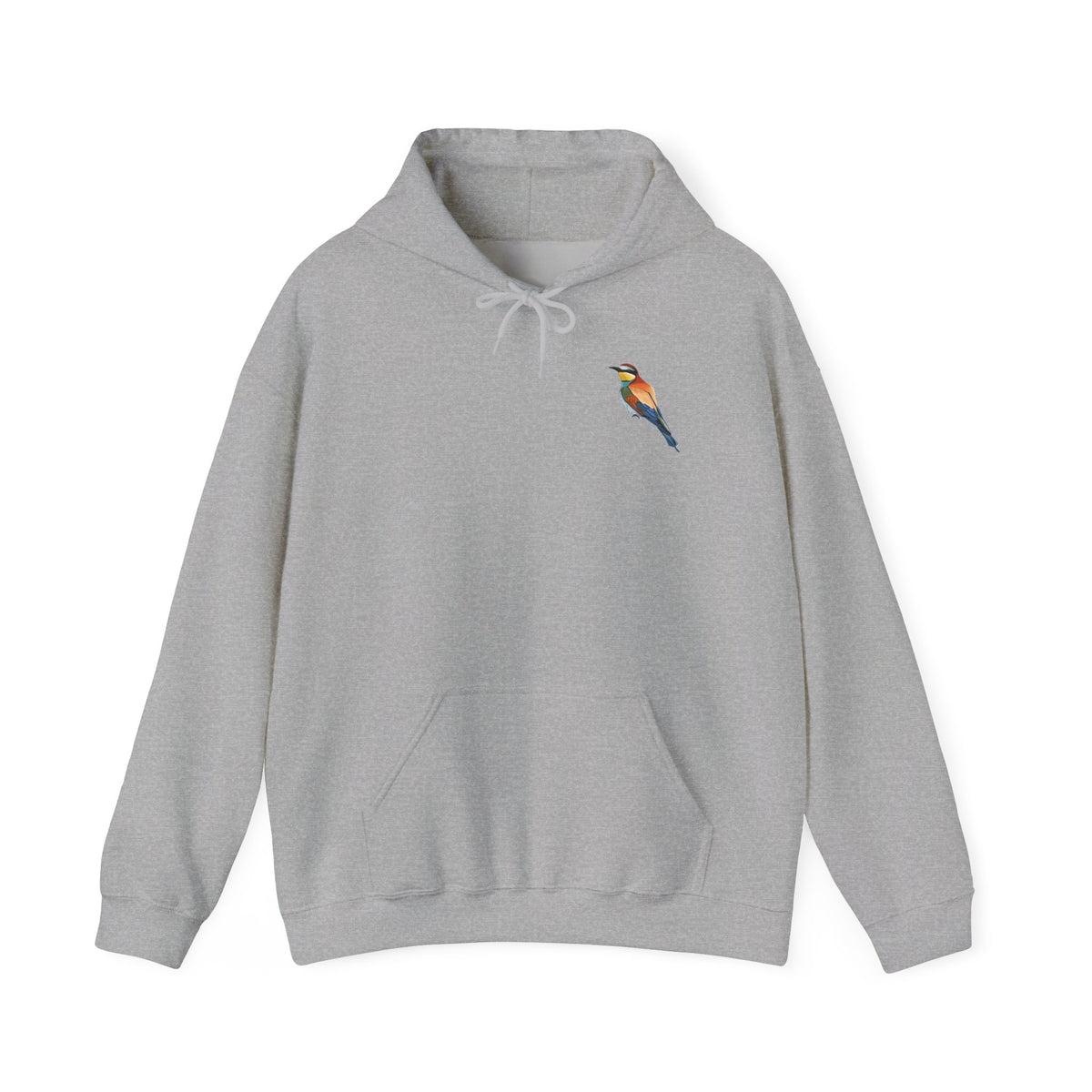 Bienenfresser Hoodie – Unisex Kapuzenpullover mit kleinem, gemaltem Vogelmotiv