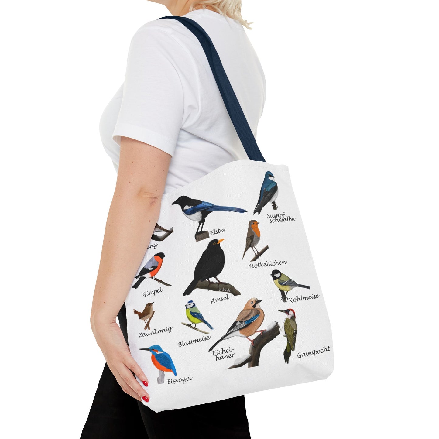 Gartenvögel Tragetasche 40x40cm Amsel Rotkehlchen Blaumeise Vogel Tasche