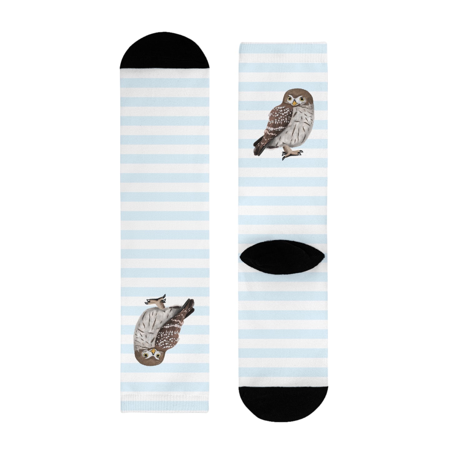 Eule Vogel Socken mit Blau Weißen Streifen für Vogelfreunde & Vogelbeobachter
