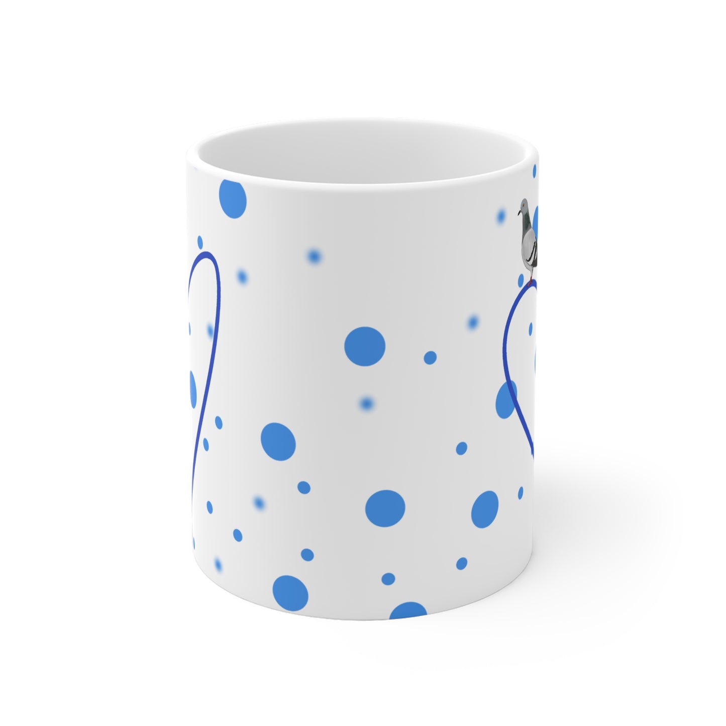 Taube mit Herz Valentinstag Vogel Tasse Punkte Blau