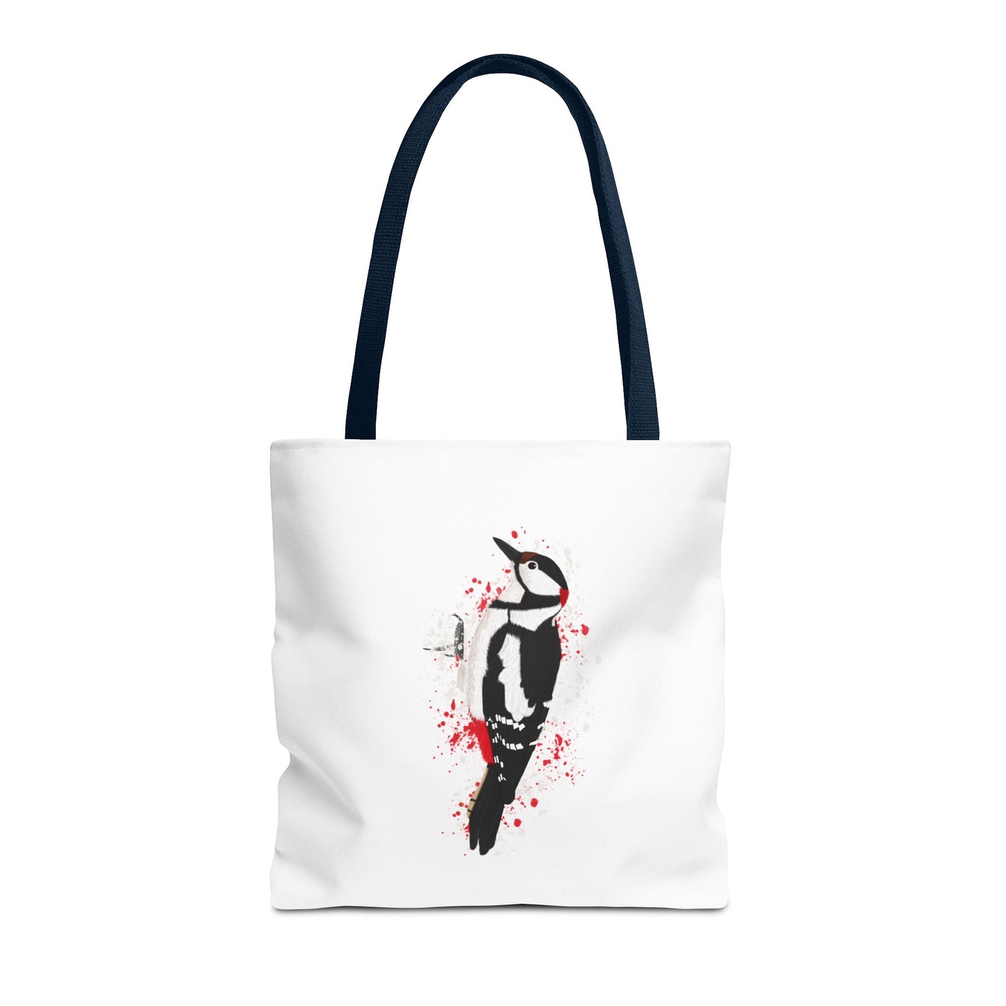 Buntspecht Tragetasche 40x40cm Vogel Tasche Weiß für Vogelbeobachter