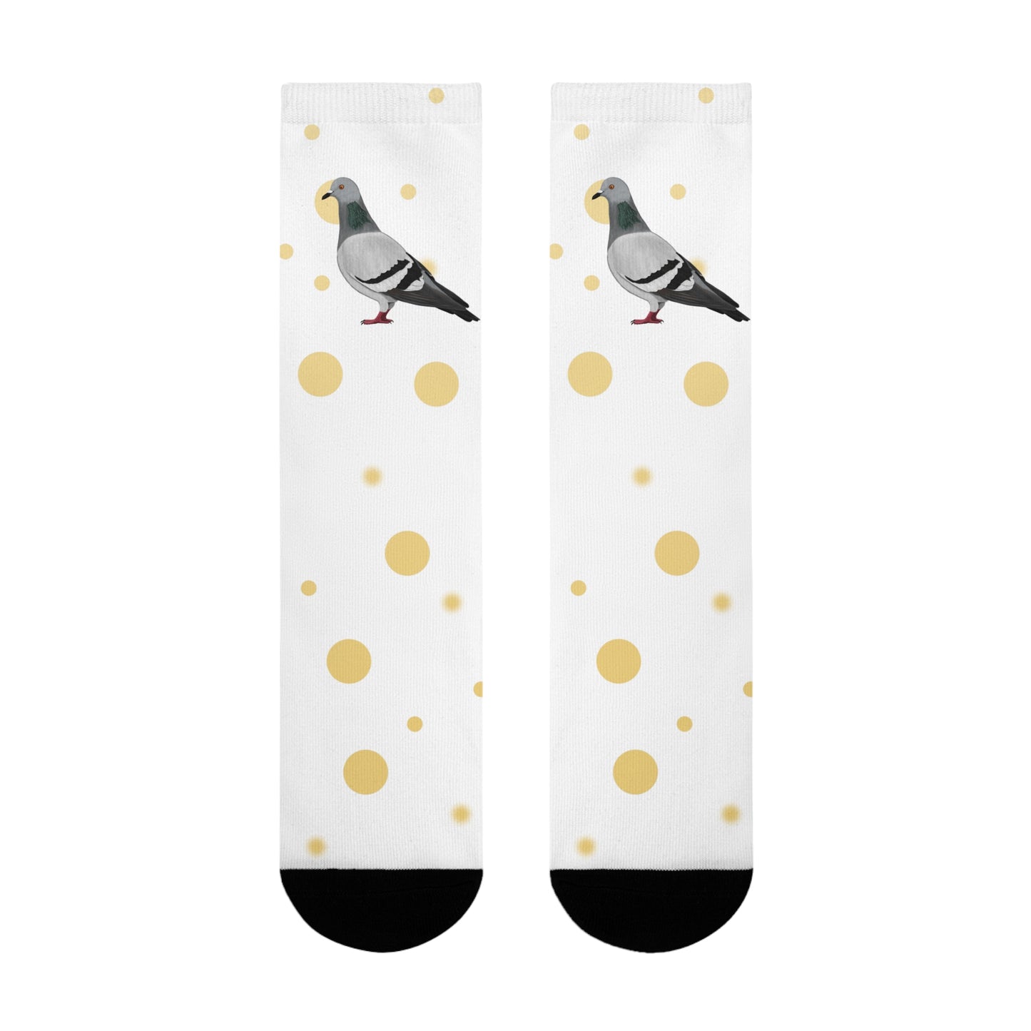 Taube Vogel Socken mit Goldenen Punkten für Vogelfreunde & Vogelbeobachter Weiß