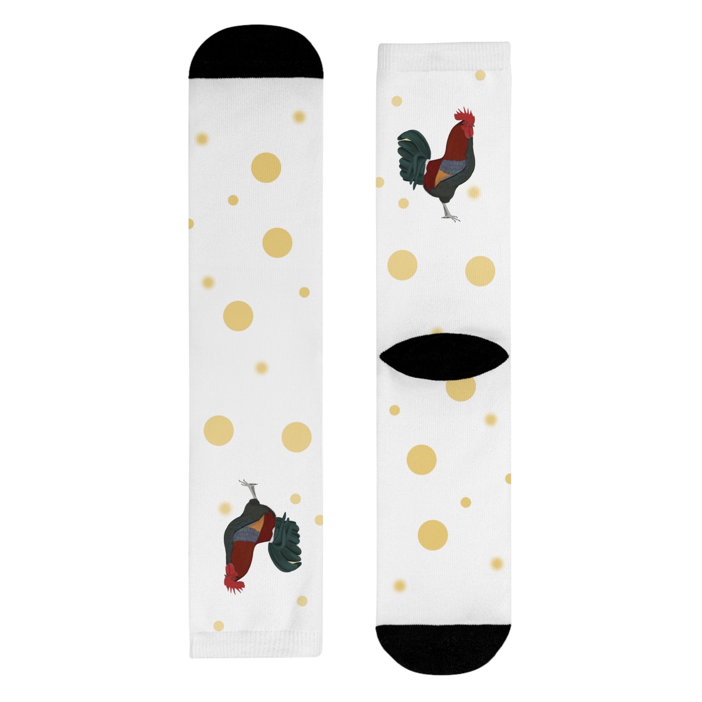 Hahn Vogel Socken mit Goldenen Punkten für Vogelfreunde & Vogelbeobachter Weiß