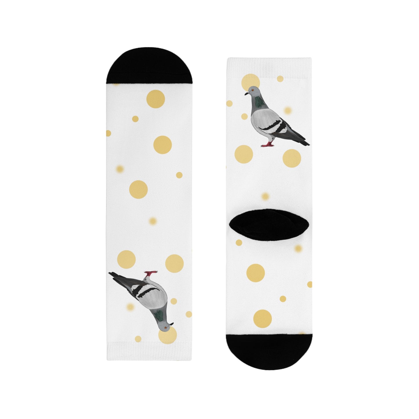 Taube Vogel Socken mit Goldenen Punkten für Vogelfreunde & Vogelbeobachter Weiß