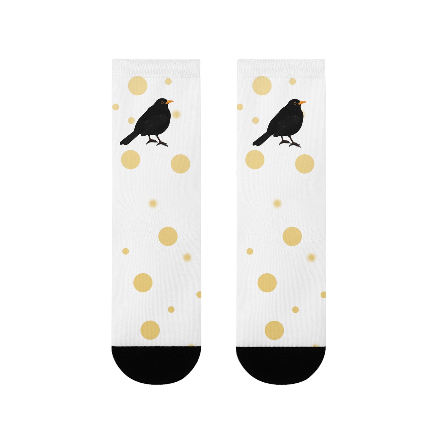 Amsel Vogel Socken mit Goldenen Punkten für Vogelfreunde & Vogelbeobachter Weiß