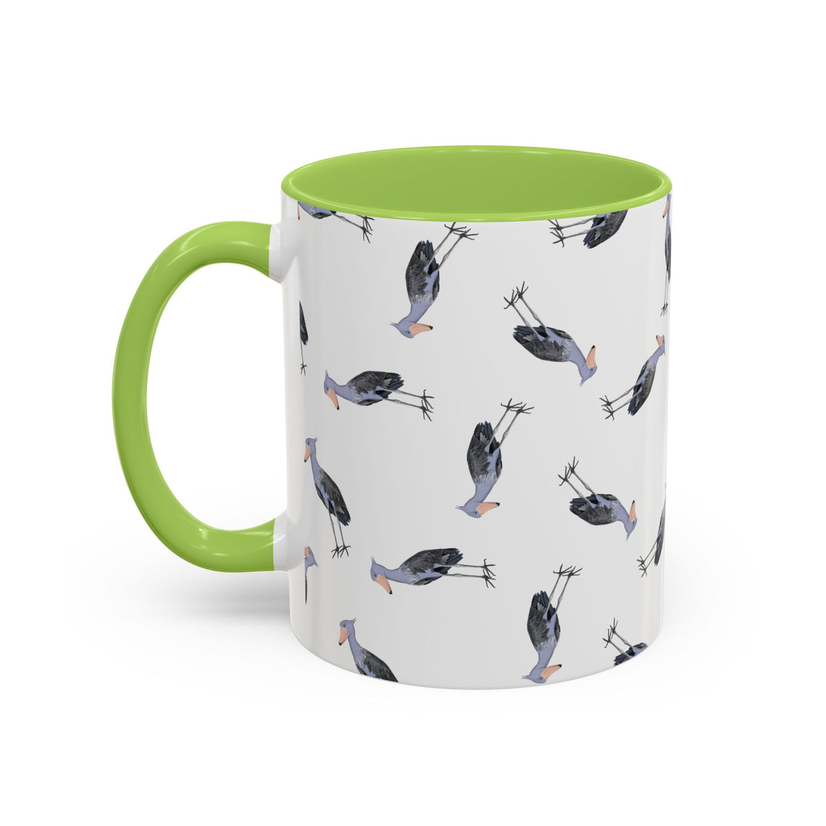 Schuhschnabel Tasse mit Streumuster | Vogelmotiv Kaffeebecher für Vogelbeobachter & Naturfreunde – Accent Coffee Mug and Birds Design style