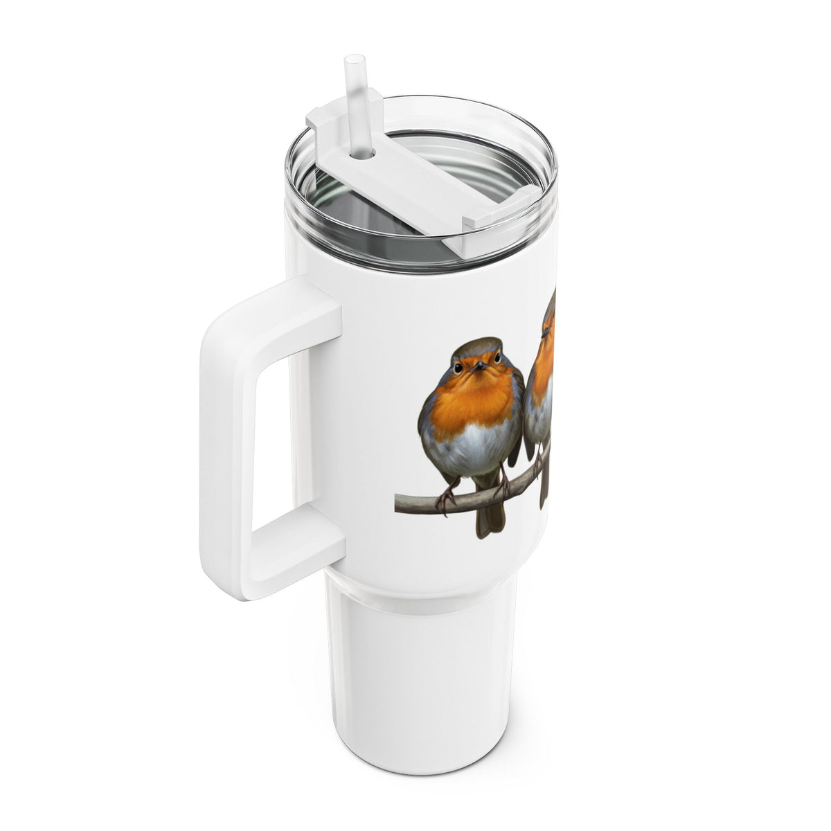 Rotkehlchen auf einem Ast Thermo-Tumbler 40oz (1,2L) – Edelstahl Isolierbecher für Vogelbeobachter – tumbler,