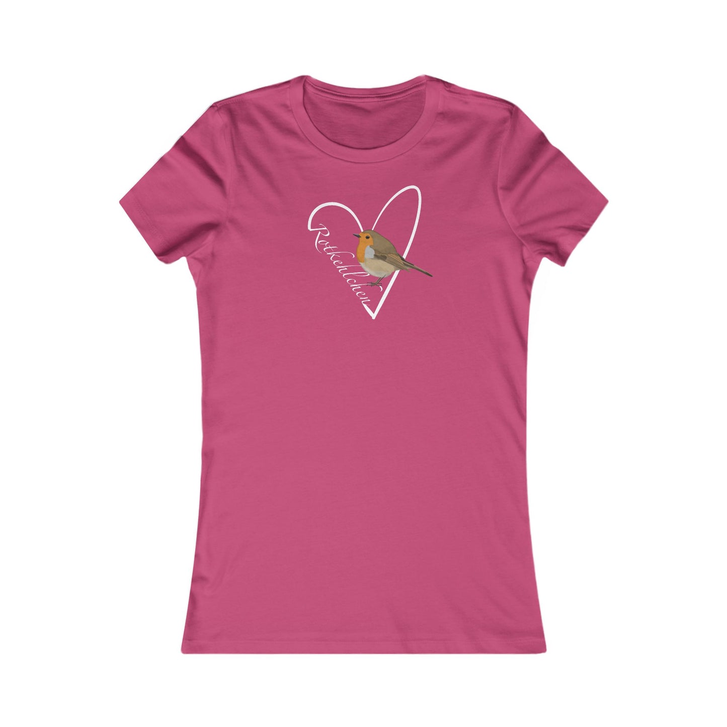 Rotkehlchen mit Herz Vogel Frauen T-Shirt für Vogelfreundinnen