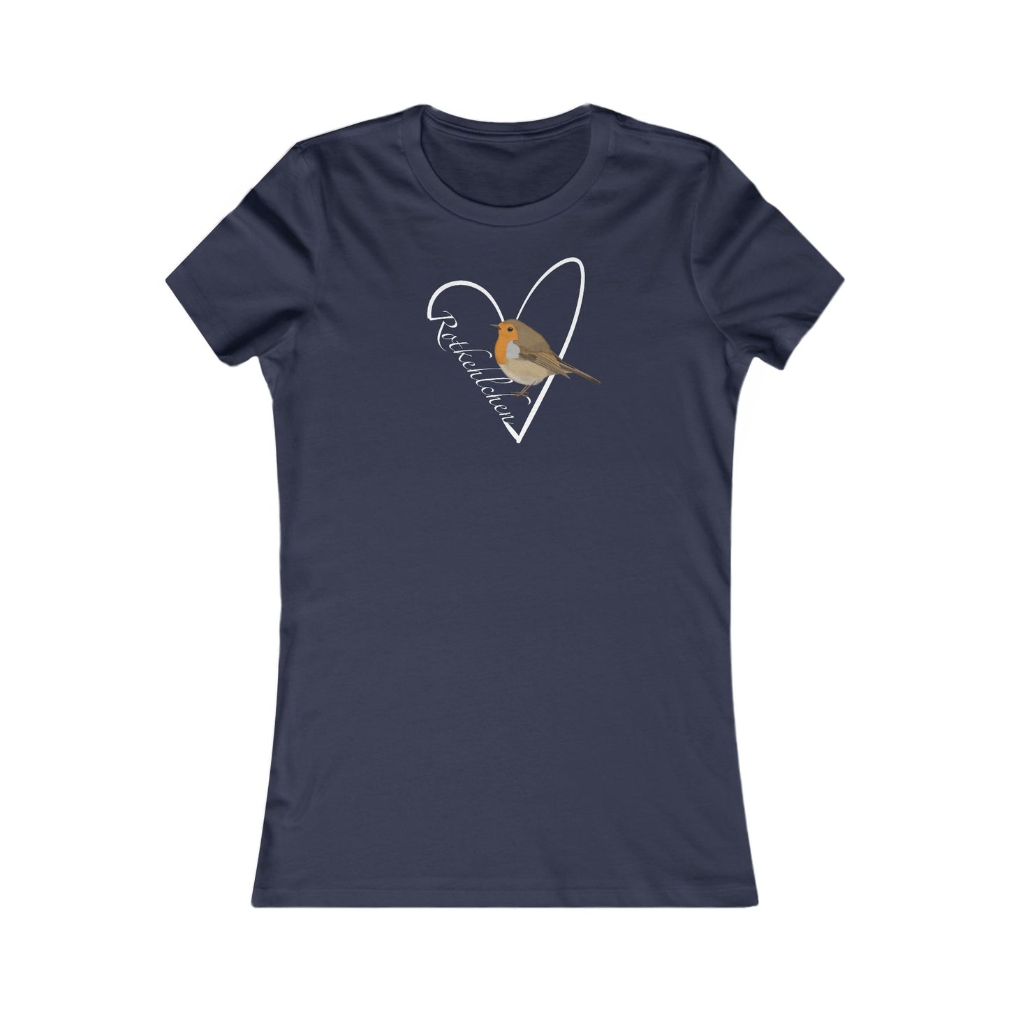 Rotkehlchen mit Herz Vogel Frauen T-Shirt für Vogelfreundinnen