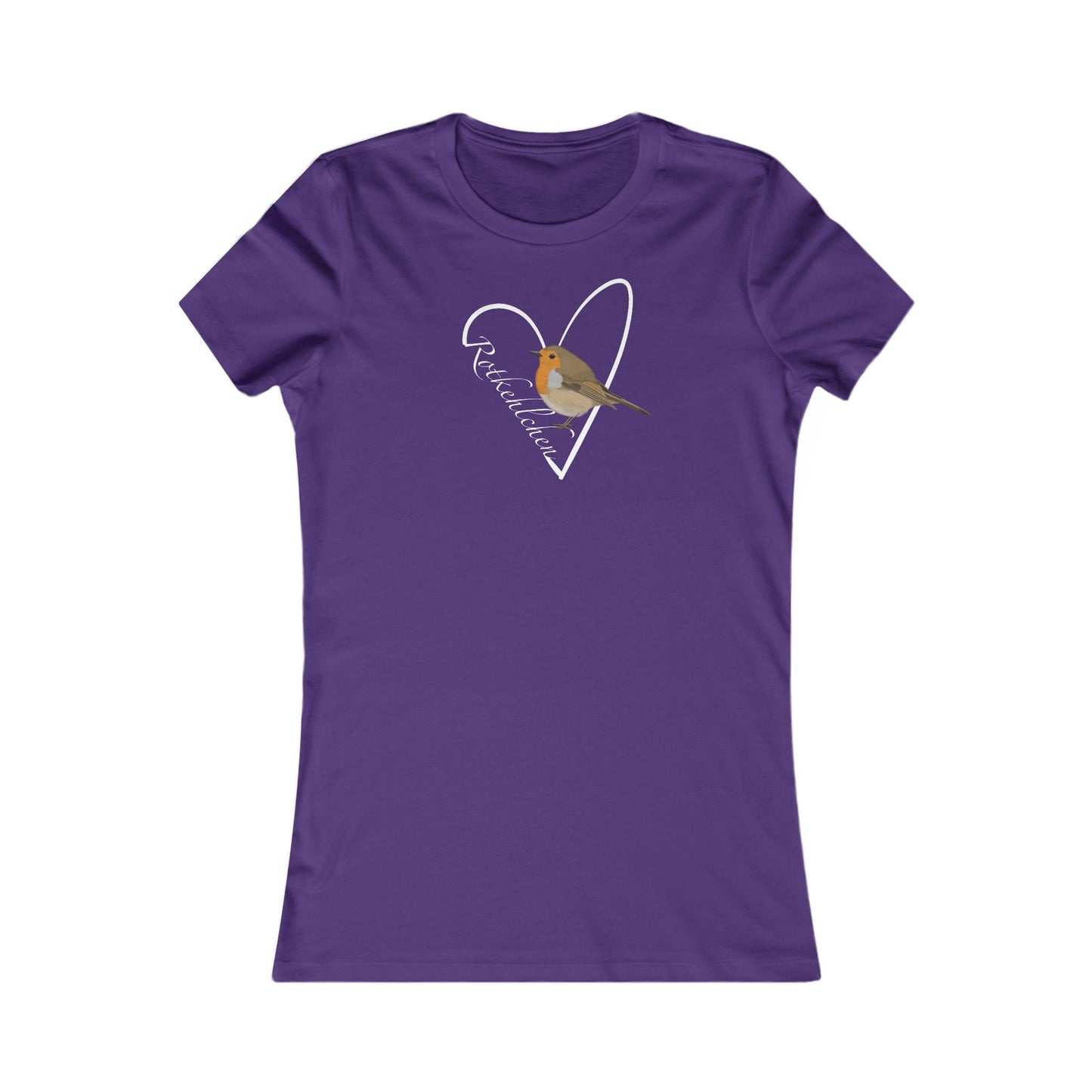 Rotkehlchen mit Herz Vogel Frauen T-Shirt für Vogelfreundinnen
