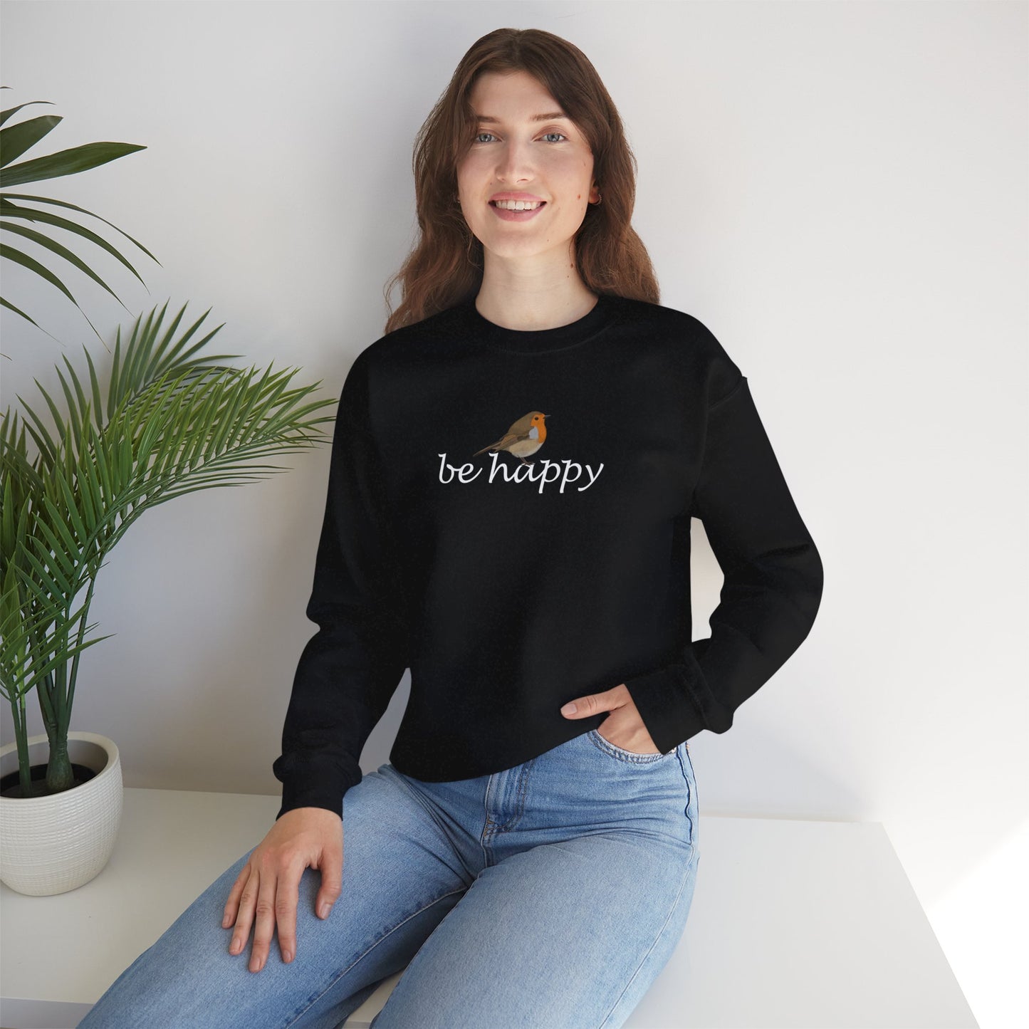 Rotkehlchen Be Happy Vogel Sweatshirt für Vogelbeobachter