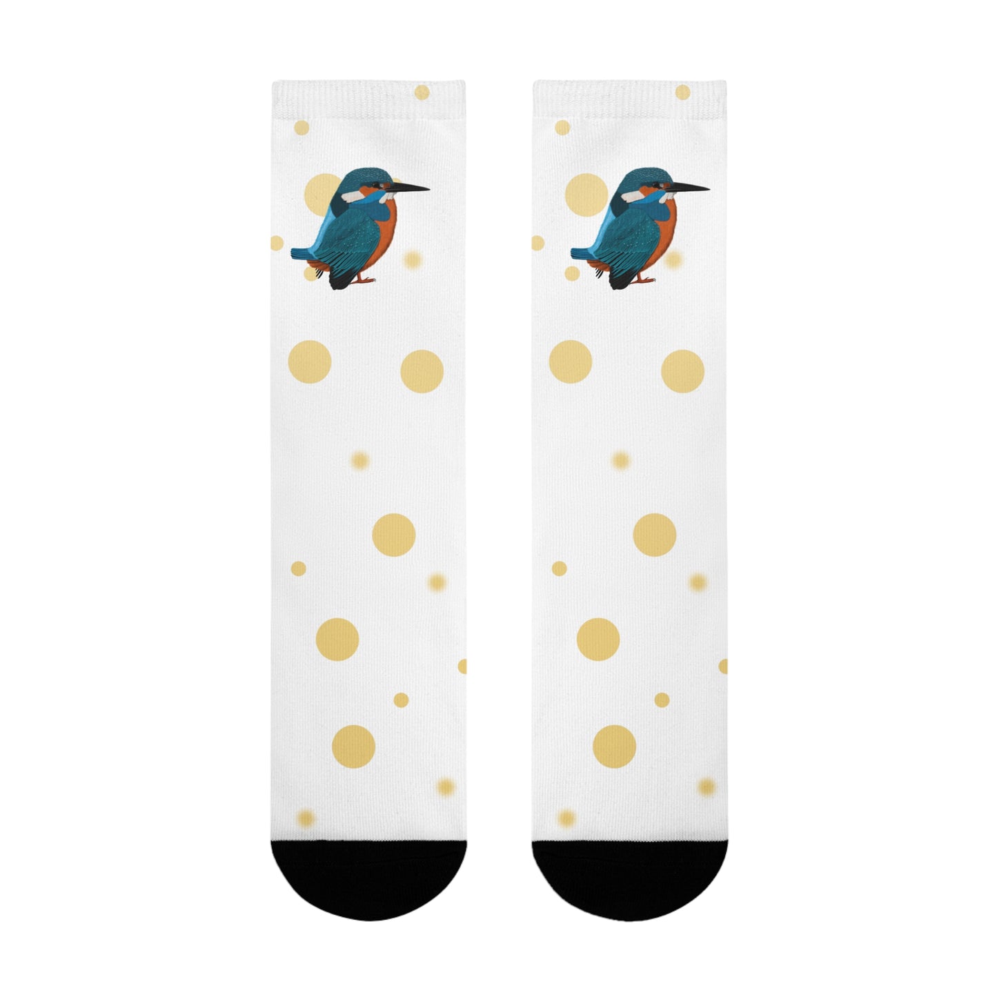 Eisvogel Vogel Socken mit Goldenen Punkten für Vogelfreunde & Vogelbeobachter Weiß