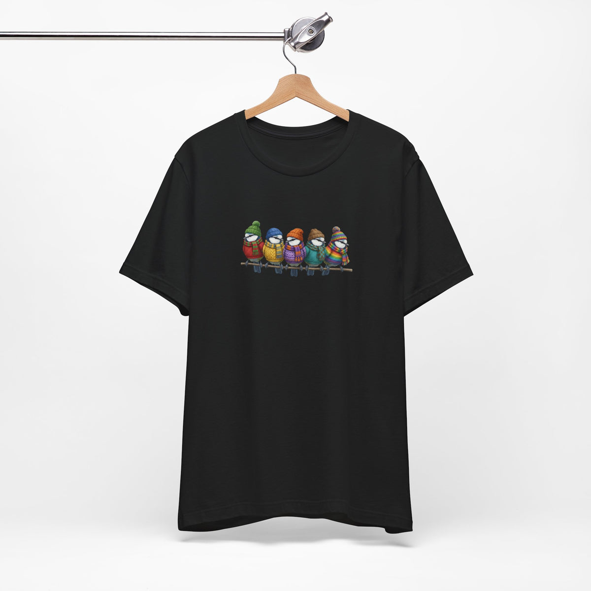 Blaumeisen in Strick T-Shirt – Weiches Premium Shirt mit Einzigartigem Vogelmotiv