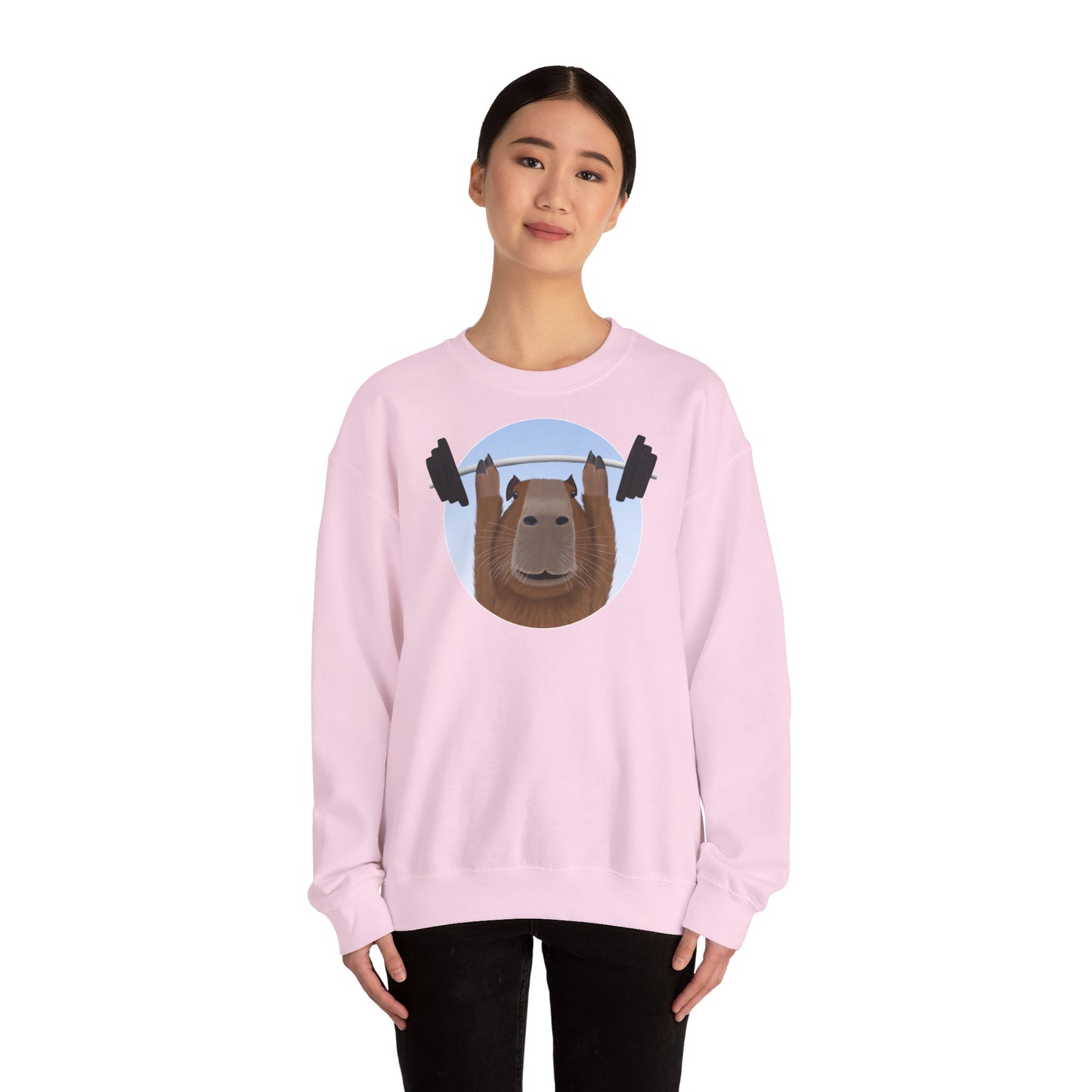 Capybara mit Hantel Lustiges Gym Workout Sweatshirt