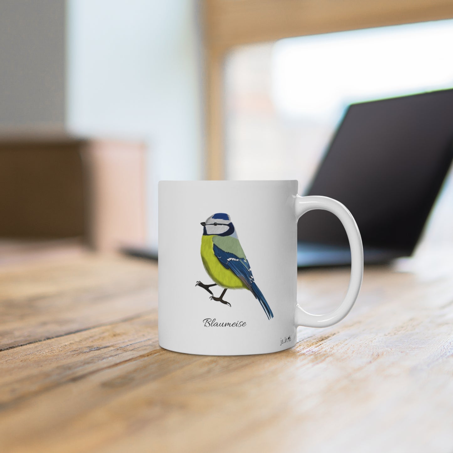 Blaumeise Vogel Tasse Weiß für Vogelbeobachter – 11 oz,