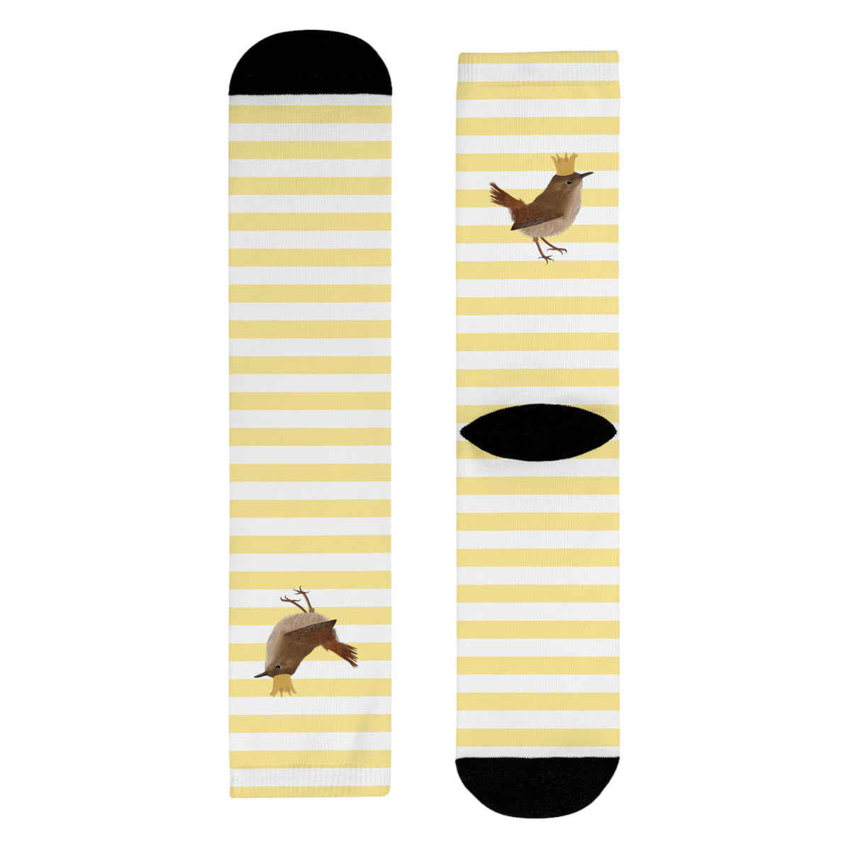 Zaunkönig Socken – mit Krone Vogel Gold Weißen Streifen für Vogelfreunde & Vogelbeobachter