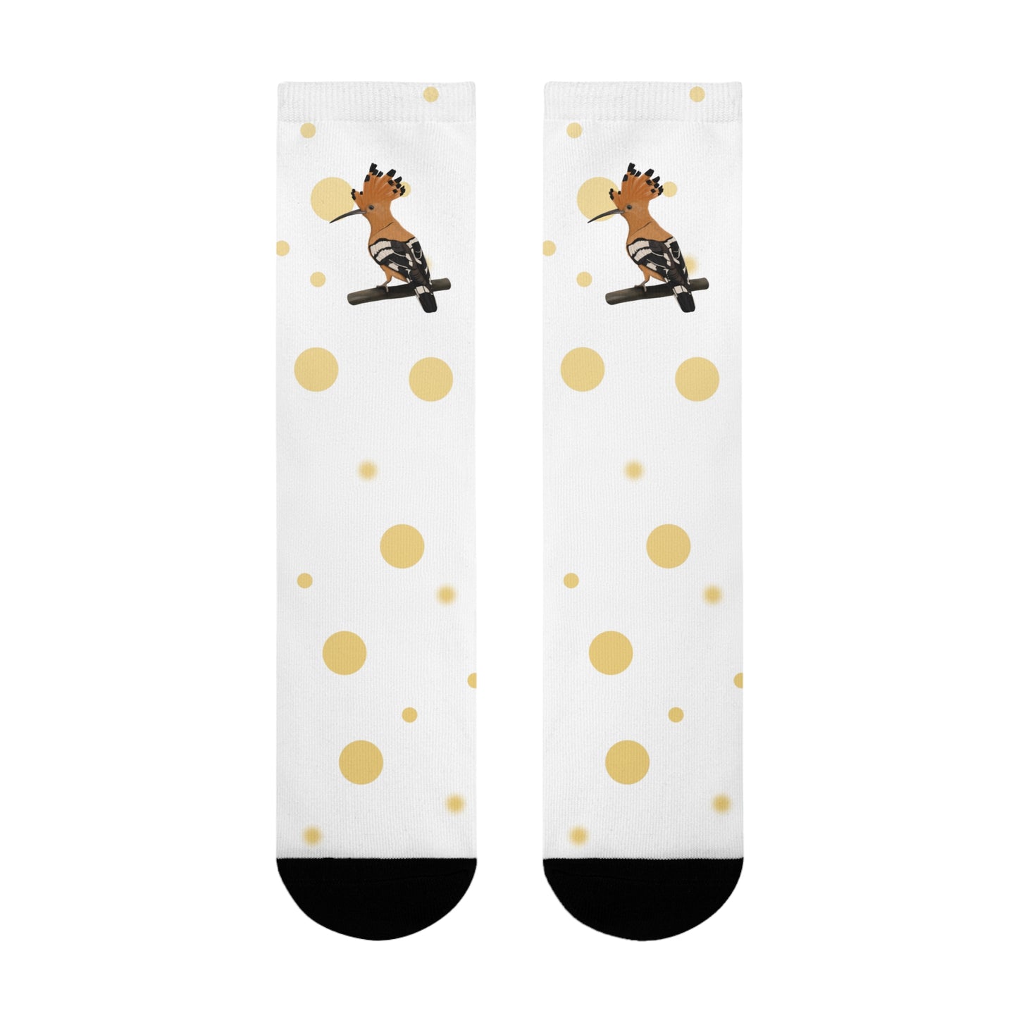 Wiedehopf Vogel Socken mit Goldenen Punkten für Vogelfreunde & Vogelbeobachter Weiß