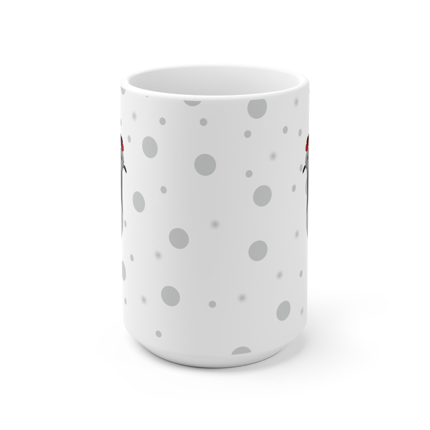 Taube mit Schmetterlingen Vogel Tasse Punkte Grau