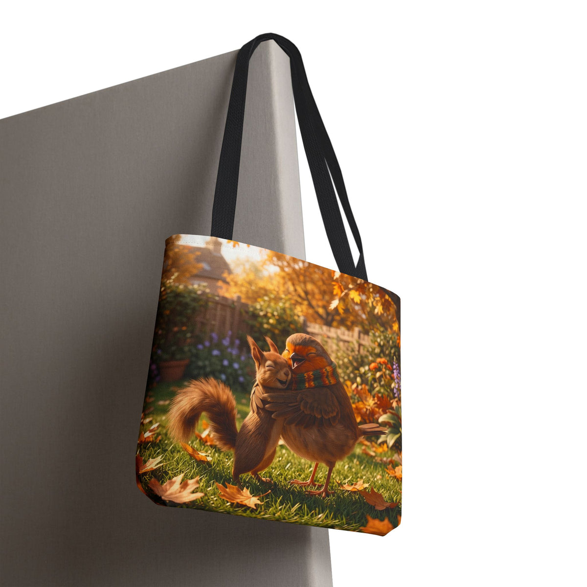 Tragetasche Rosi Rotkehlchen & Eichhörnchen | Bedruckter Shopper für Vogelfreunde