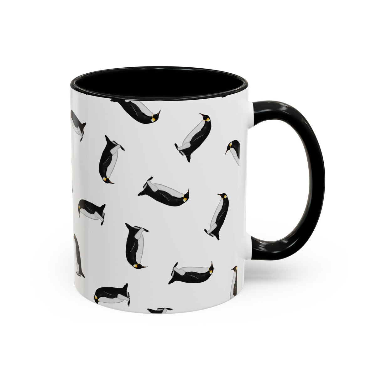 Pinguin Tasse mit Streumuster | Vogelmotiv Kaffeebecher für Vogelbeobachter & Naturfreunde in Yellow