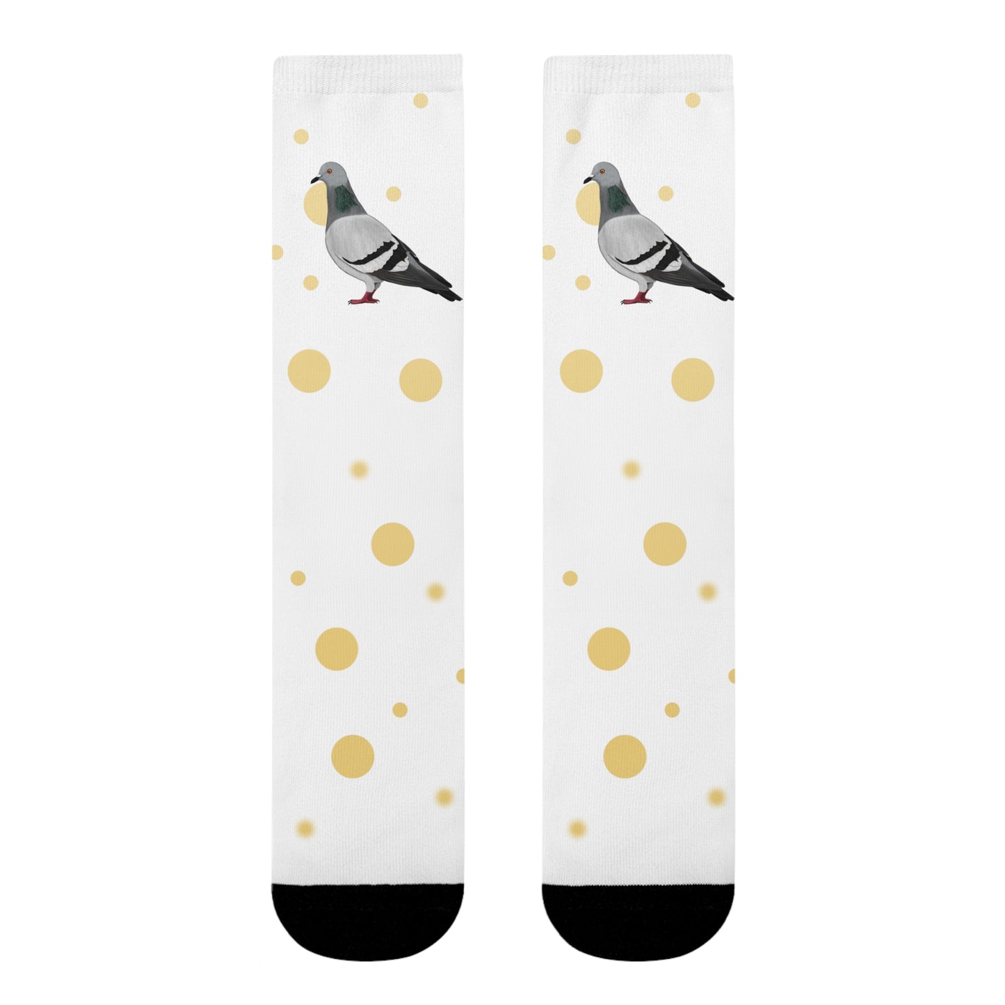 Taube Vogel Socken mit Goldenen Punkten für Vogelfreunde & Vogelbeobachter Weiß