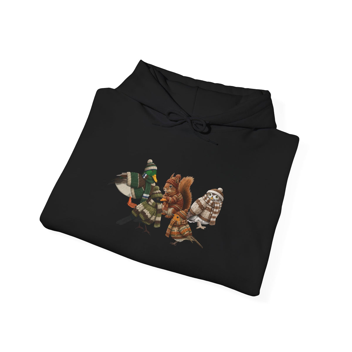 Lustiger Vogelmotiv Winter Hoodie: Die Tier-Gang im Strick-Outfit